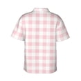 thumbnail image 4 of Xecao Pink Checkboard print Hawaiian shirt - a stylish short-sleeve button-down for men, perfect for casual beach and tropical outings., 4 of 9