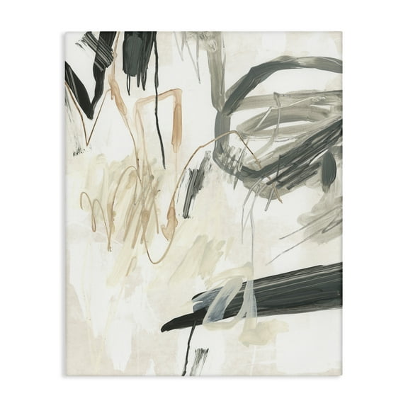 Stupell Industries Scribbled Abstract on Beige Abstract Painting Gallery Wrapped Canvas Art Print Wall Art, 16 x 20