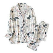 XZNGL 2 Pieces Womens Pajamas Sets Cotton Pyjama Womens Pajamas Sleepwear Sets Spring Summer Homewear