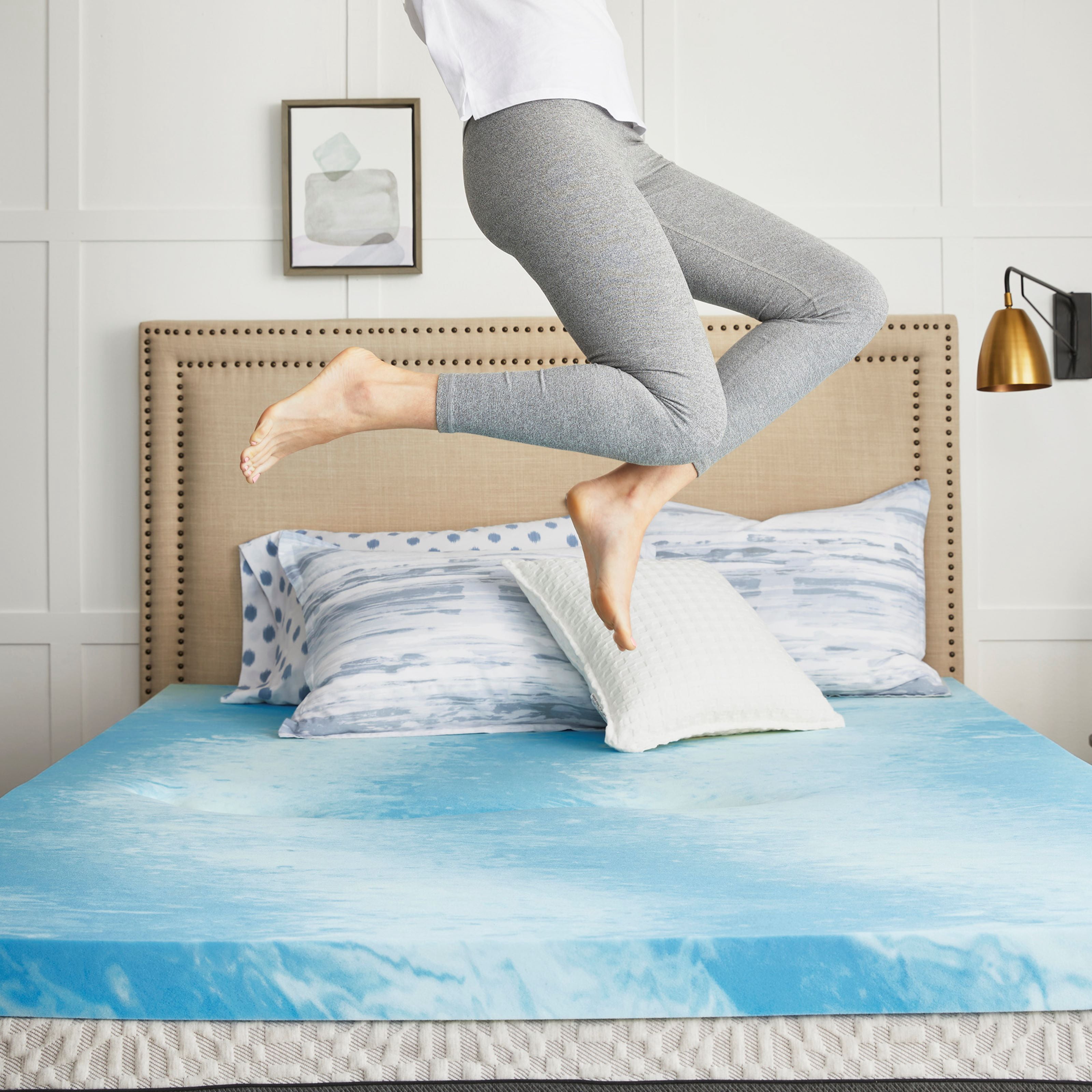 Sealy 3 + 1 Memory Foam Topper with Fiber Fill Cover King Blue F0200149KG0 Best Buy, Memory