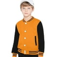 thumbnail image 2 of shqvo Kids Baseball Jacket Patchwork Color Bomber Knit Cardigan Coat for Toddler Kids Comfortable Soft Casual Outerwear Lightweight Stylish Fall Jackets, 2 of 4