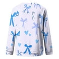 thumbnail image 4 of Royisotas Fall Womens Sweatshirts Long Sleeve Bow Graphic Pullover Crewneck Blue Raglan Casual No Hood Tops, 4 of 5