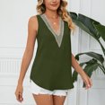 thumbnail image 3 of Chaleco Sin Mangas Top Color Puro Cuello En V Jersey De Encaje Casual Cómodo Camiseta Sin Mangas Para Oficina Trabajo Escuela Fiesta OD Verde XXL, 3 of 6