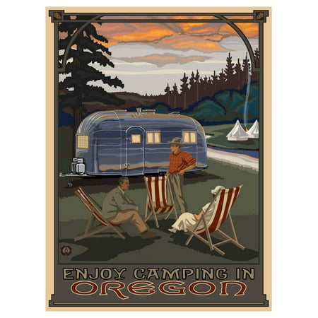 Oregon Airstream Trailer Camping Giclee Art Print Poster by Paul A. Lanquist (9