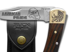 Buck 110 American Pride Ebony Wood Folding Hunter 1/250 Stainless Custom Pocket Knife