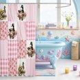 thumbnail image 3 of Manfei Flying Mallard Duck Shower Curtain 72Wx72L,Pink Flowers Patchwork Geometric PlaidBathroom Curtain, 3 of 5