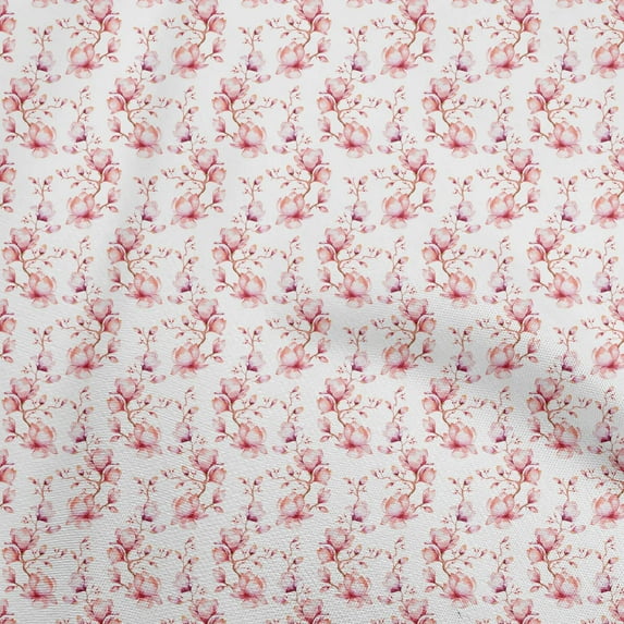 oneOone Velvet White Fabric Watercolor Floral Quilting Supplies Print Sewing Fabric By The Yard 58 Inch Wide-aB