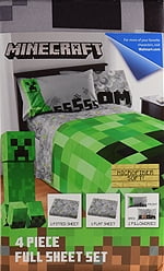 Minecraft Gray Blocks Kid's Bedding Sheet Set, Gaming Bedding