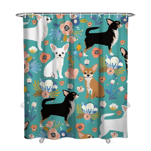 72" x 84" Boho Dog Aesthetic Shower Curtain - Whimsical Canine Pattern Waterproof Quick-Dry Decor