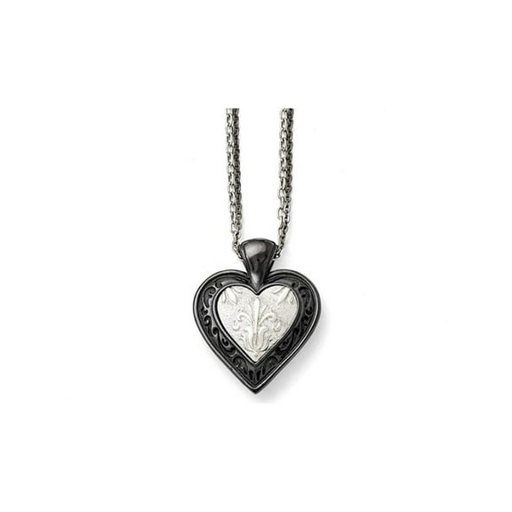 Black Titanium Heart Pendant Necklace with Chain (22 inches)