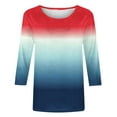 thumbnail image 4 of Htigea Women's 3/4 Short Sleeve Shirts Casual Crew Neck Tshirts Tunic Tops Gradient Color Pullover Tees Trendy Summer & Fall Blouses Red,2XL, 4 of 4