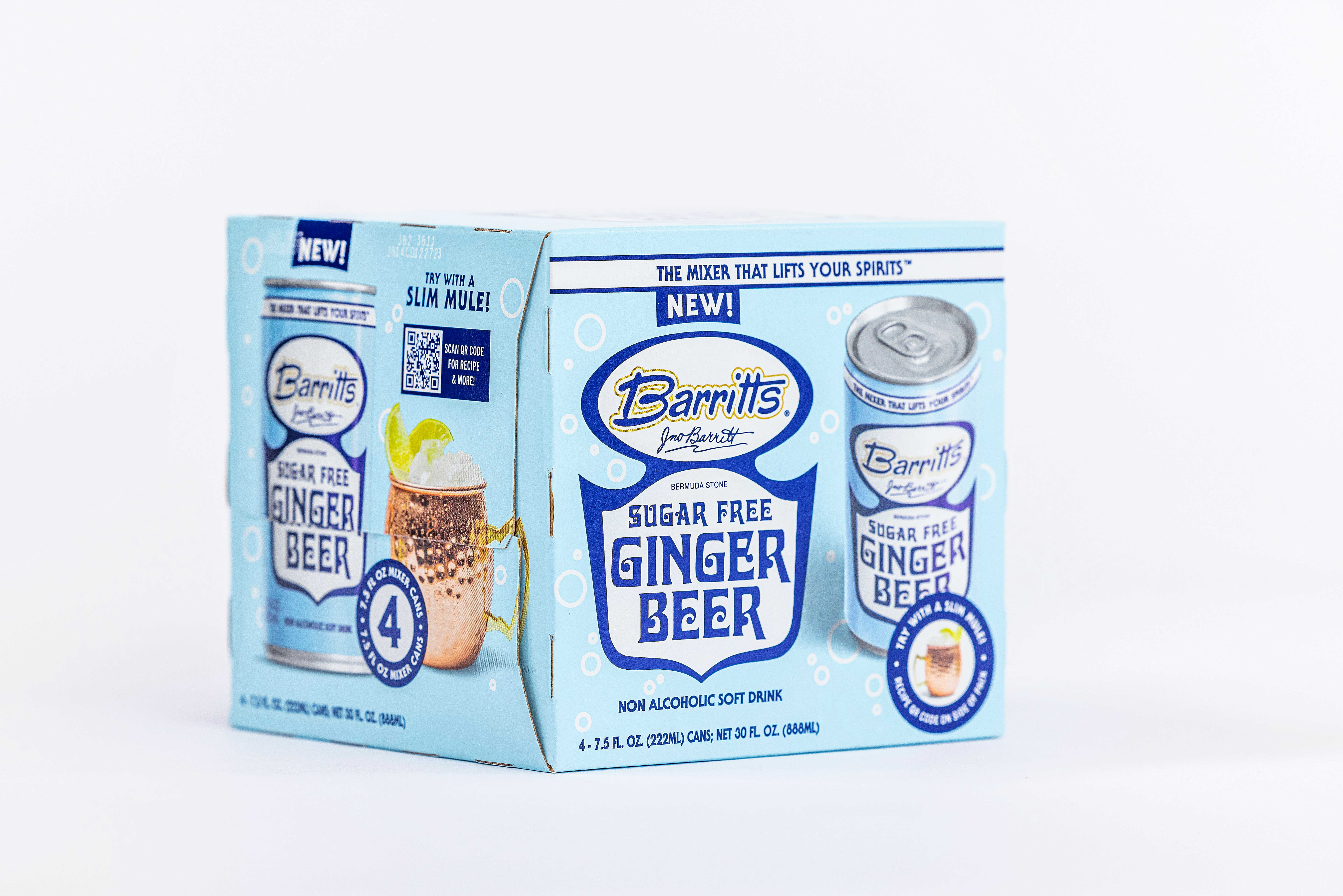 Barritt's Mixers - Sugar Free Diet Ginger Beer, Non-Alcoholic Soda Cocktail Mixer, 7.5 fl oz Cans, 24 Pack, Mini, 0 Calories, No Aspartame