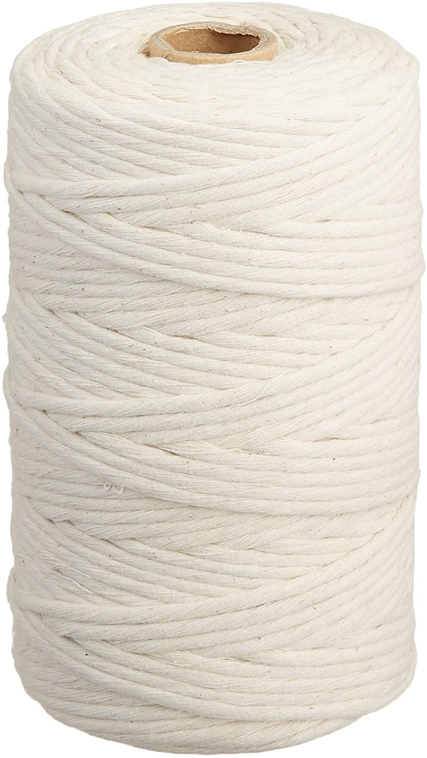 Home Bedroom Living Room Decorations GoMaihe Macrame Cord 3mm x 656 ft 4-Strand Twisted Soft Unstained Cotton Rope for Plant Hanger Wall Hanging Knitting Craft Beginners Beige 