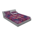 thumbnail image 2 of Ambesonne Ethnic Fitted Sheet & Pillow Sham Set, Modern Paisley Dot Leaf, Full, Multicolor, 2 of 2