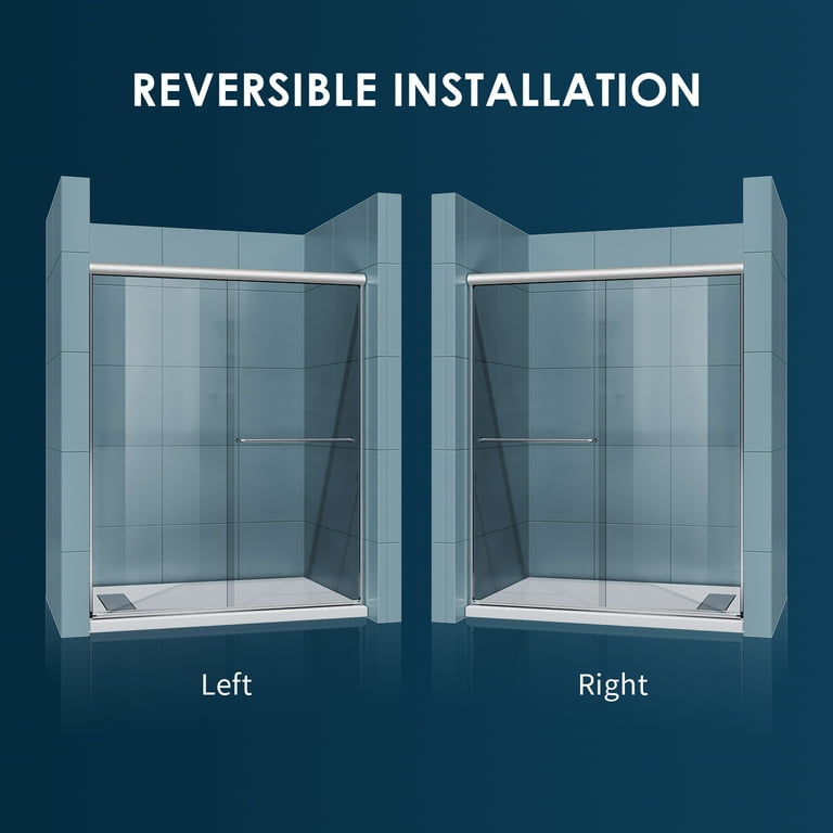 VTI 60'' W x 72'' H Bypass Semi-Frameless Shower Door with Clear