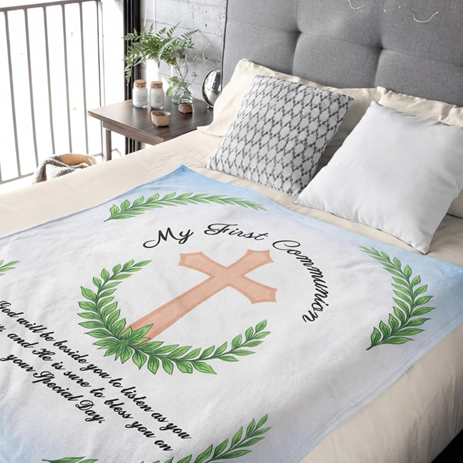 First Communion Gifts Blanket Baptism Gifts My First Communions Throw Blanket Christian Inspirational 1st Communion Gift for Women Men Christening Catholic Birthday Present
