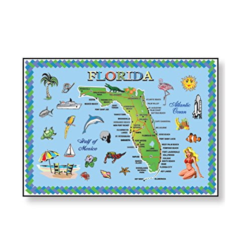 Magnets Florida Blue Map Souvenir Metal Refrigerator Magnets 2" x 3" Inch (Florida)