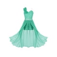 thumbnail image 1 of Zaldita Robe de Mariage Sans Manches pour Enfants Dentelle Florale Chiffon Longue Robe de Bal Vert Menthe 6, 1 of 7