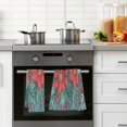 thumbnail image 4 of Yayeee 2 Pack Hand Towels for Bathroom 100% Cotton 16" x 28" Soft Absorbent Kitchen Towel, Christmas Poinsettia, 4 of 7