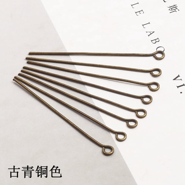 Xiao Hua Bronze Pin 200PCS-1.57*0.03 inch Jewelry Making, Handmade End Ring Design Earring Pendant Accessory, Reusable Homemade Bracelet Pendant Connector Craft Pin