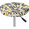 thumbnail image 3 of Velvet Bar Stool Covers Round Stool Cushion Covers Stool Chair Covers Barstool Covers Slipcovers, Stretchy & Elastic Edge Soft Fabric Machine Washable, Dia 13 Inch, Abstract Art Leaf Yellow, 3 of 6