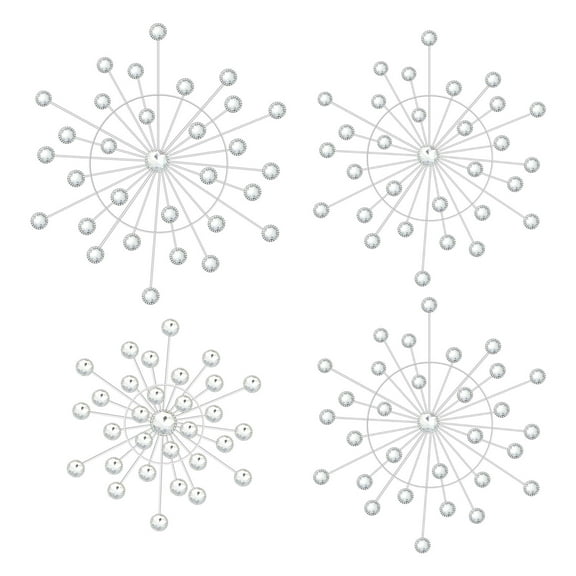 4 Pcs Metal Wall Decor Bling Crystal Wall Art Cast Iron Rhinestones Sunburst Decor Starburst Art Hanging Diamond Accents Home Decorative for Living Room Bedroom Entryway