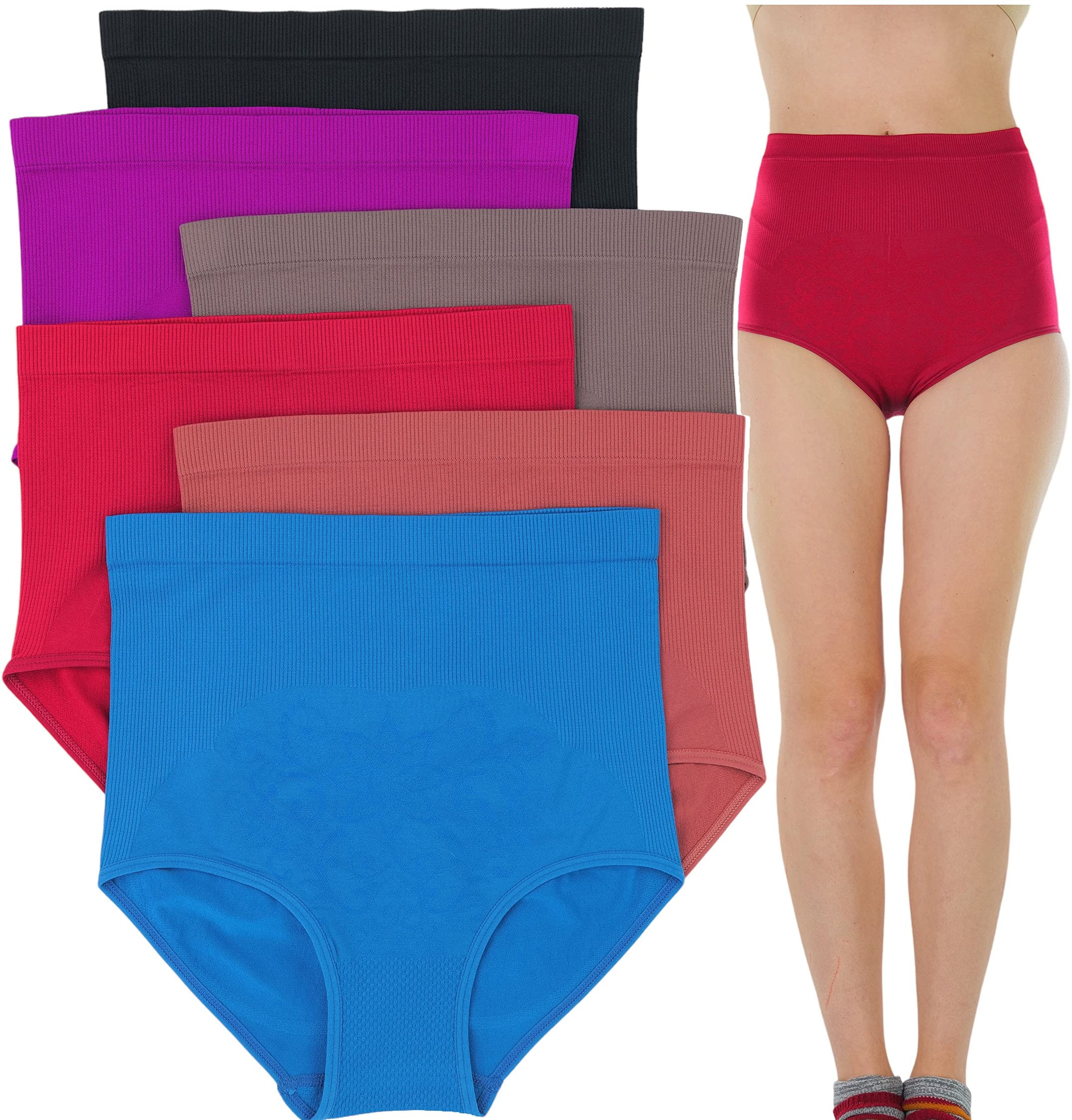 ToBeInStyle Women's 6 Pack HighWaist Compression Control Briefs Plus