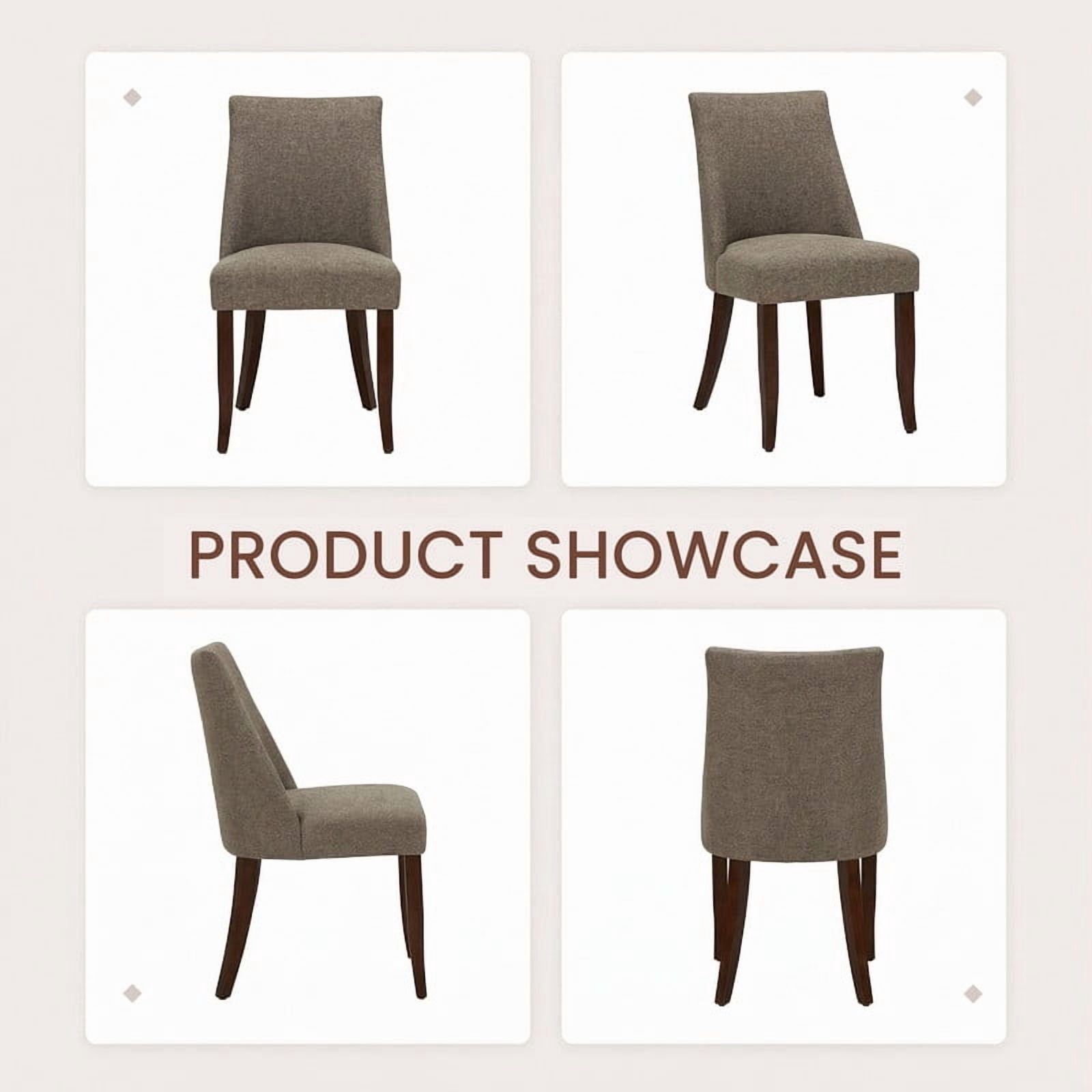 COLAMY Upholstered Dining Chairs Set of 2, Mid Century Modern Fabric Kitchen Chairs with 19.88" Seat Height and Wood Legs, Comfy Side Chairs, Brown
