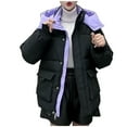 thumbnail image 3 of jtjvou Women's Parkas Down Cotton-Padded Hooded Winter Coat Windproof Thicken Warm Jackets Loose Short Overcoat Black M, 3 of 3