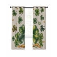 thumbnail image 7 of St Patrick's Day Blackout Curtains for Bedroom, Green Shamrock Leaf Gold Coin Retro Beige Thermal Insulated Kitchen Drapes with Grommets, Light Blocking Window Treatment, 2 Panels 52" x 63", 7 of 7