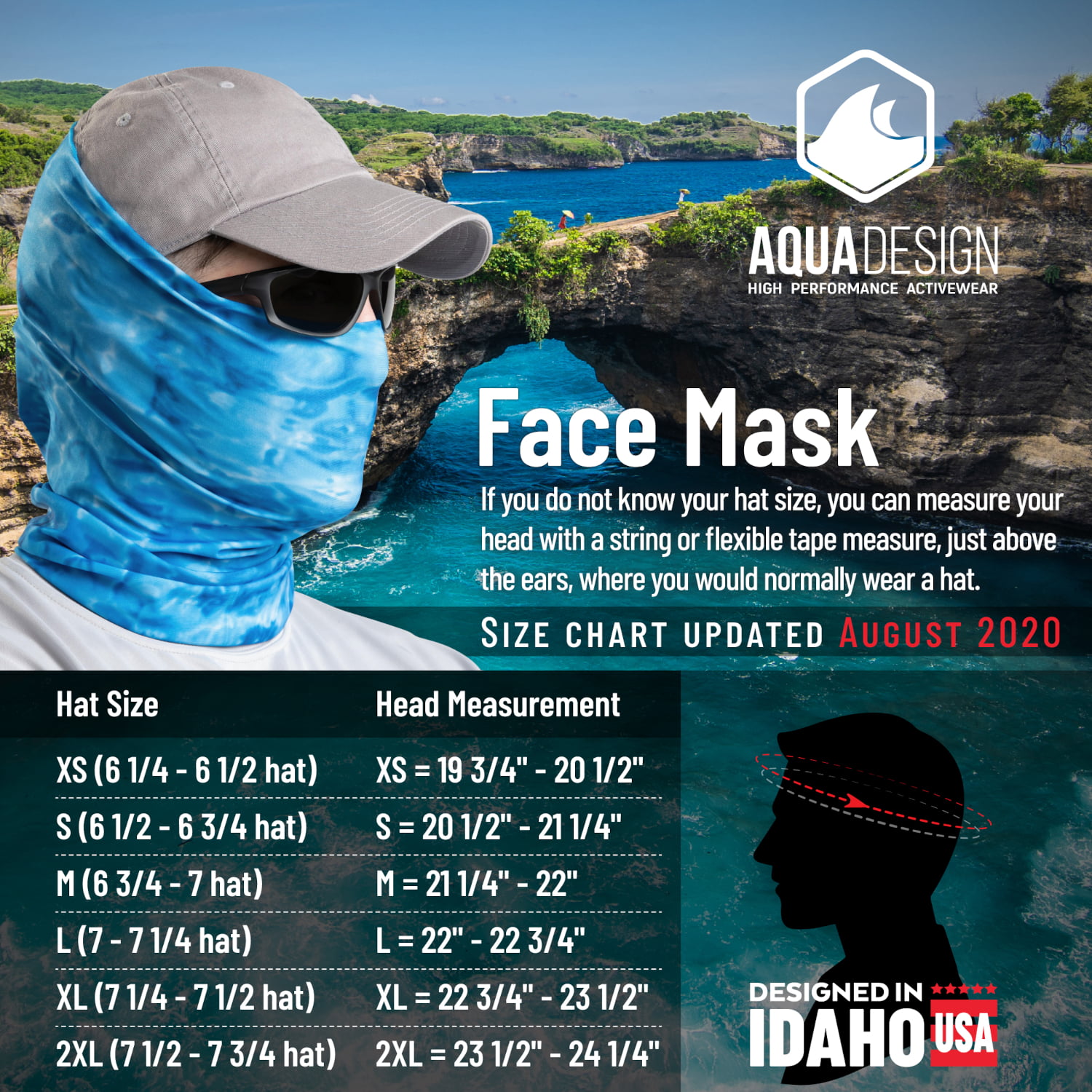 Aqua Design Fishing Hunting Masks Neck Gaiters for Men and Youth: UPF 50+ Sun  Mask Protection: Camo Half Face Cover Balaclava Bandana: Pacific Sand size  L 