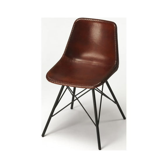 Brown Leather Side Chair