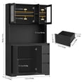 thumbnail image 2 of Homfa 70.9'' Kitchen Pantry Cabinet with Charging Station and LED Light, 3 Drawers Buffet Storage Cabinet with Glass Doors and Adjustable Shelves, Black, 2 of 9