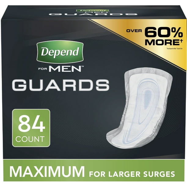 Depend Incontinence Guards/Bladder Control Pads for Men, Maximum, 84