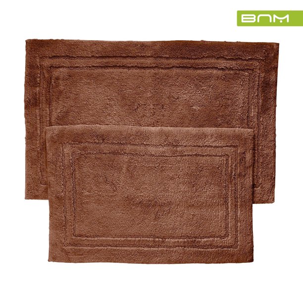 2 Piece Luxurious Cotton Bath Rug Set With NonSlip Backing, 10 Colors