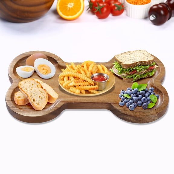 Dog Themed Party Serving Tray, Bone-Shaped Serving Tray For Food, Wooden Charcuterie Board, Candy Dish Bowl, Birthday Party Supplies