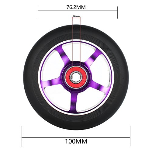 Z-FIRST 2Pcs 100 mm Pro Stunt Scooter Wheels with ABEC 9 Bearings for MGP/Razor/Lucky/Envy/Vokul Pro Scooters Replacement Wheels