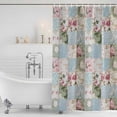 thumbnail image 4 of Green Blue Pink Botanical Waterproof Fabric Shower Curtain,Spring Floral Vintage Waterproof Fabric Shower Curtain for Bathroom Curtains Bathtubs Hotel Shower Curtains with 12 Hooks Long 72x78in, 4 of 8