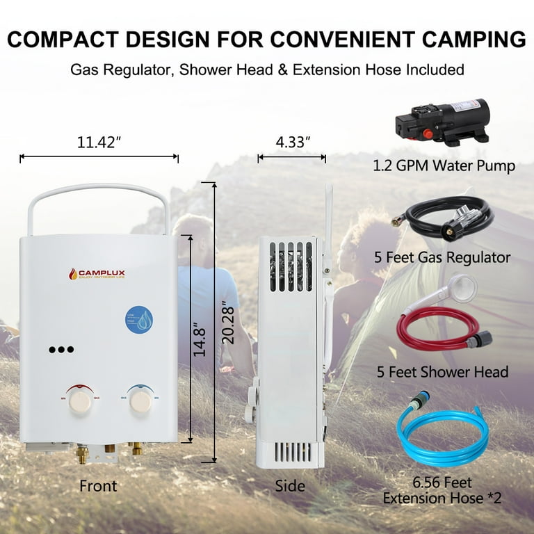 Camplux 1.32 GPM Outdoor Portable Propane Gas Camping