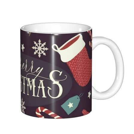 Yiaed Merry Christmas Print Ceramics Coffee,Large Handle Design,Extra Large Tea and Coffee Cup for Office and Home Mugs