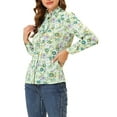 thumbnail image 4 of INSPIRE CHIC Women's Floral Print Long Sleeve Stand Collar Casual Shirt S Green, 4 of 5