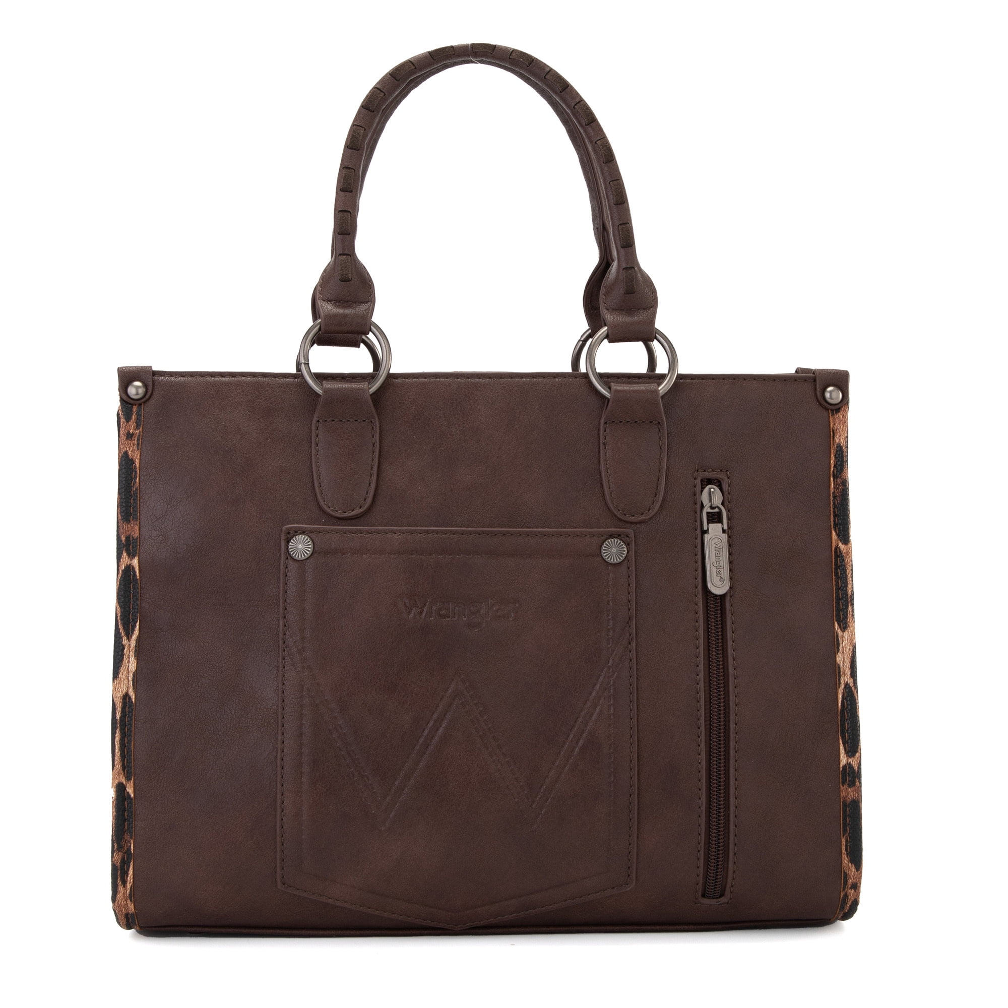 Wrangler HANDBAG Wrangler Tote Bag for Women Western Woven Shoulder Purse Leopard Print Handbags, Leopard-Coffee