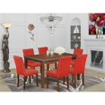 thumbnail image 2 of East West Furniture Dudley 7-piece Wood Dining Set in Mahogany/Firebrick Red, 2 of 6