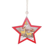Portable Delicate Christmas Decoration Wooden Hollowed-Out Figure Creative Five-Pointed Star Pendant With Light