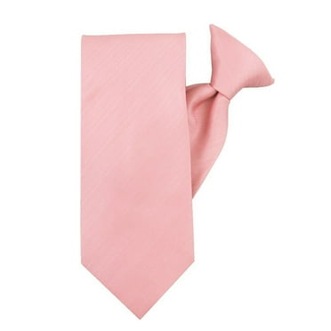 Jacob Alexander Men's Solid Striped Pattern Pre-Tied Clip-On Neck Tie - Pink