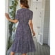 thumbnail image 4 of Vestido de verano de manga corta para mujer, vestido de verano con escote en V profundo para mujer, vestido informal para mujer con acabado de lujo, 4 of 6