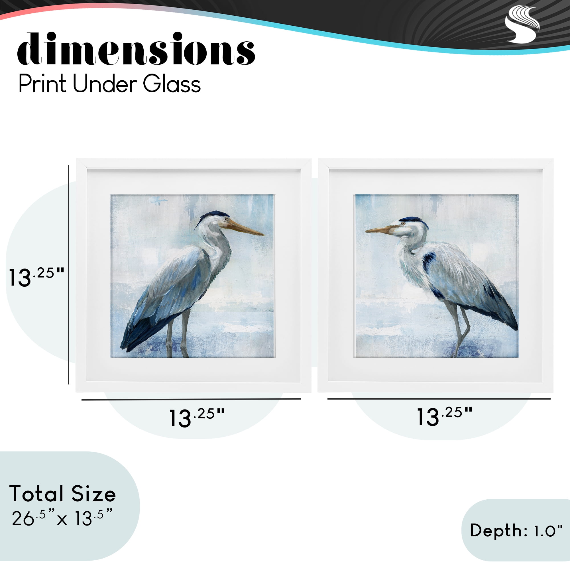 Stupell Industries Faded Blue Coastal Herons 2 Piece White Framed Print Under Glass Set, design by Nan