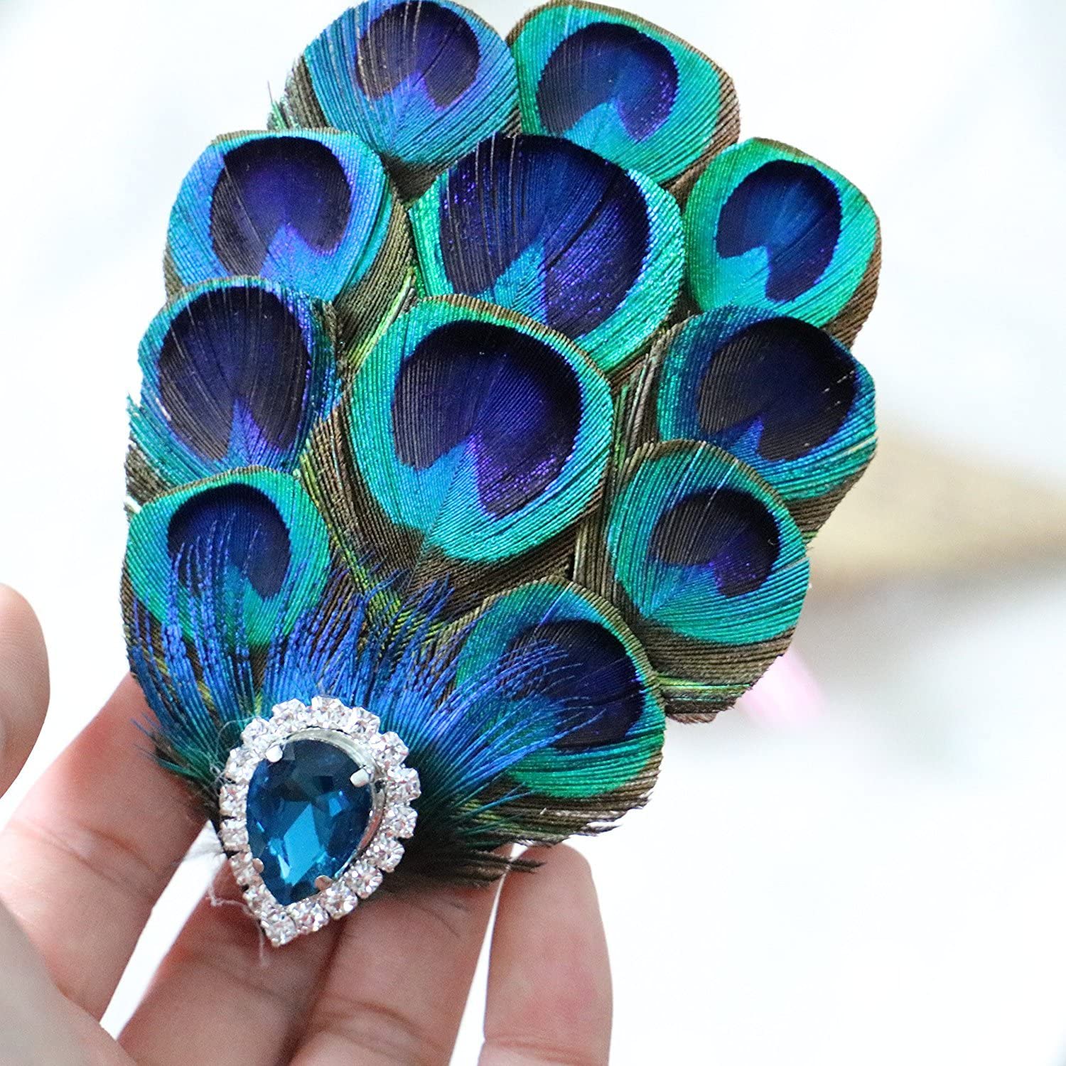 Elegant Peacock Feather Hair Clip 