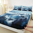 thumbnail image 3 of jejeloiu Wild Flying Animal Queen Sheet Sets,Rustic Woodland Pine Flat Sheet,Blue White Queen Fitted Sheet For Adult,Ultra Soft Home Decor,4 Pieces, 3 of 7