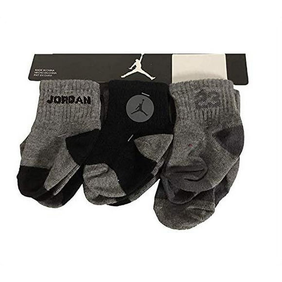 Nike Jordan Jumpman 23 Baby Boy's Quarter Crew Socks - 6 Pair (6-12 M0nths), Black/Grey